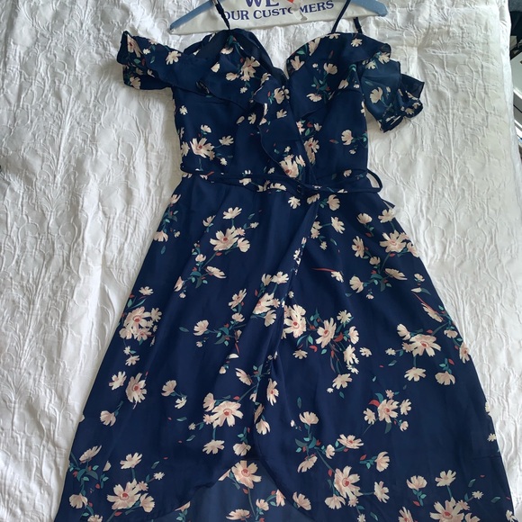 Lovely  blue  Off-the-Shoulder Bodycon Dress - Picture 1 of 3